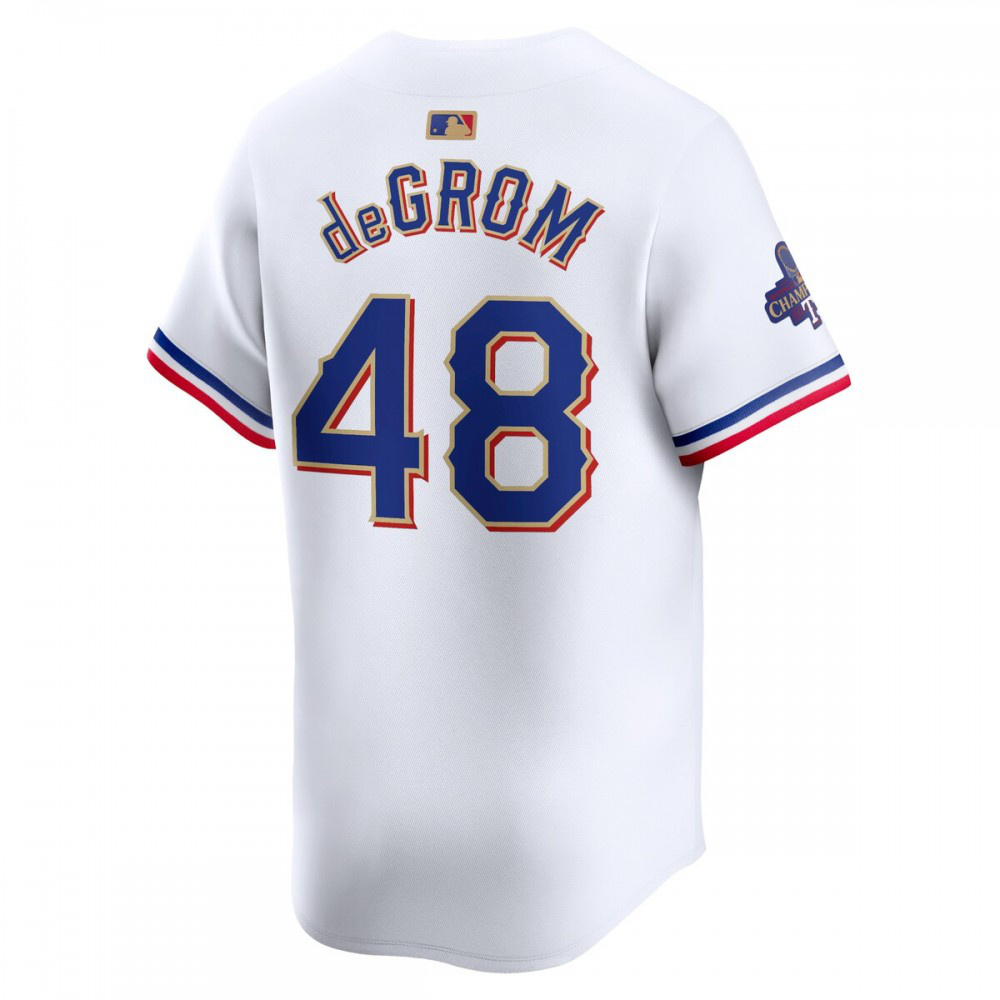 Jacob deGrom Texas Rangers 2024 Gold Collection Limited Player Jersey – White - view 3