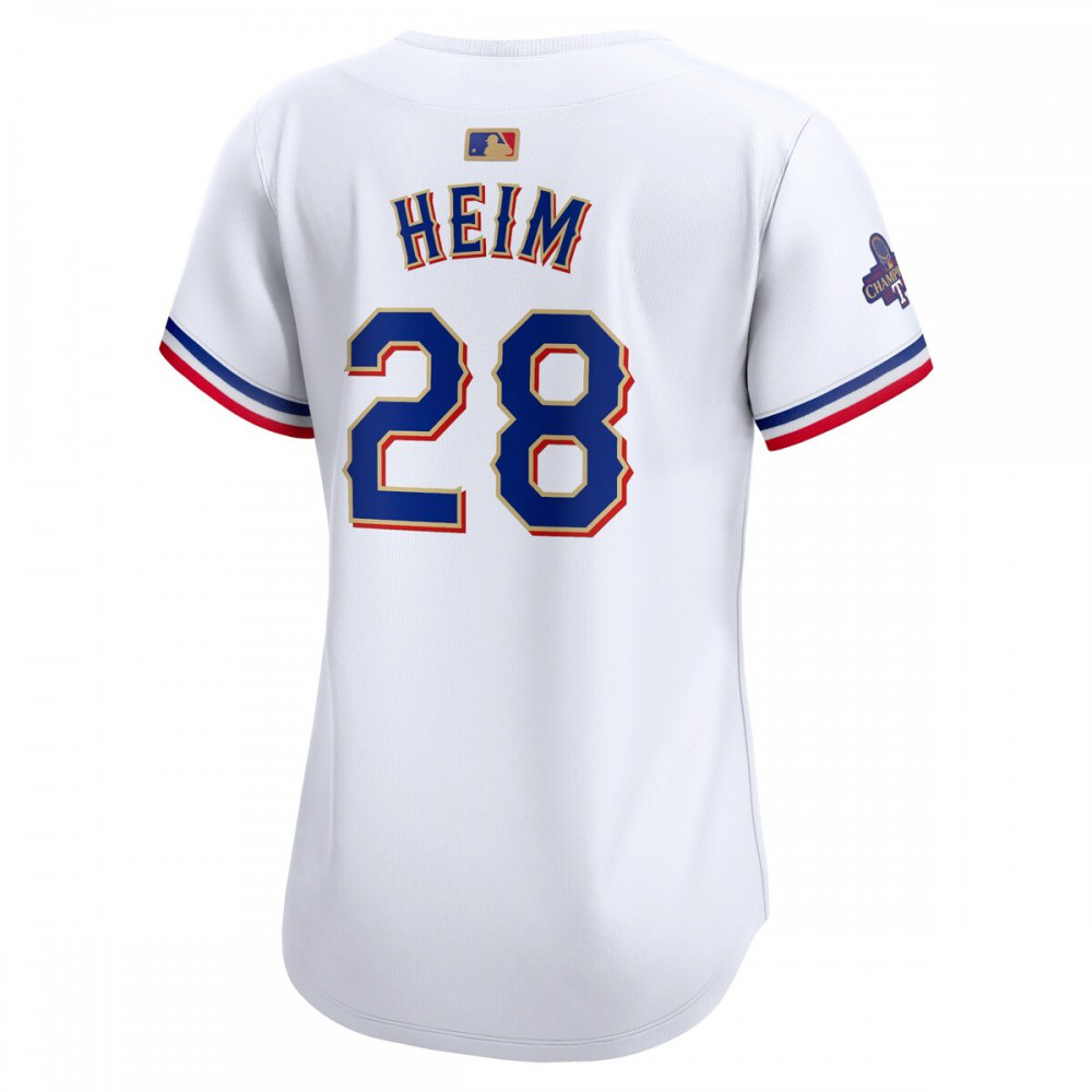 Jonah Heim Texas Rangers Women's 2024 Gold Collection Limited Player Jersey – White - view 3