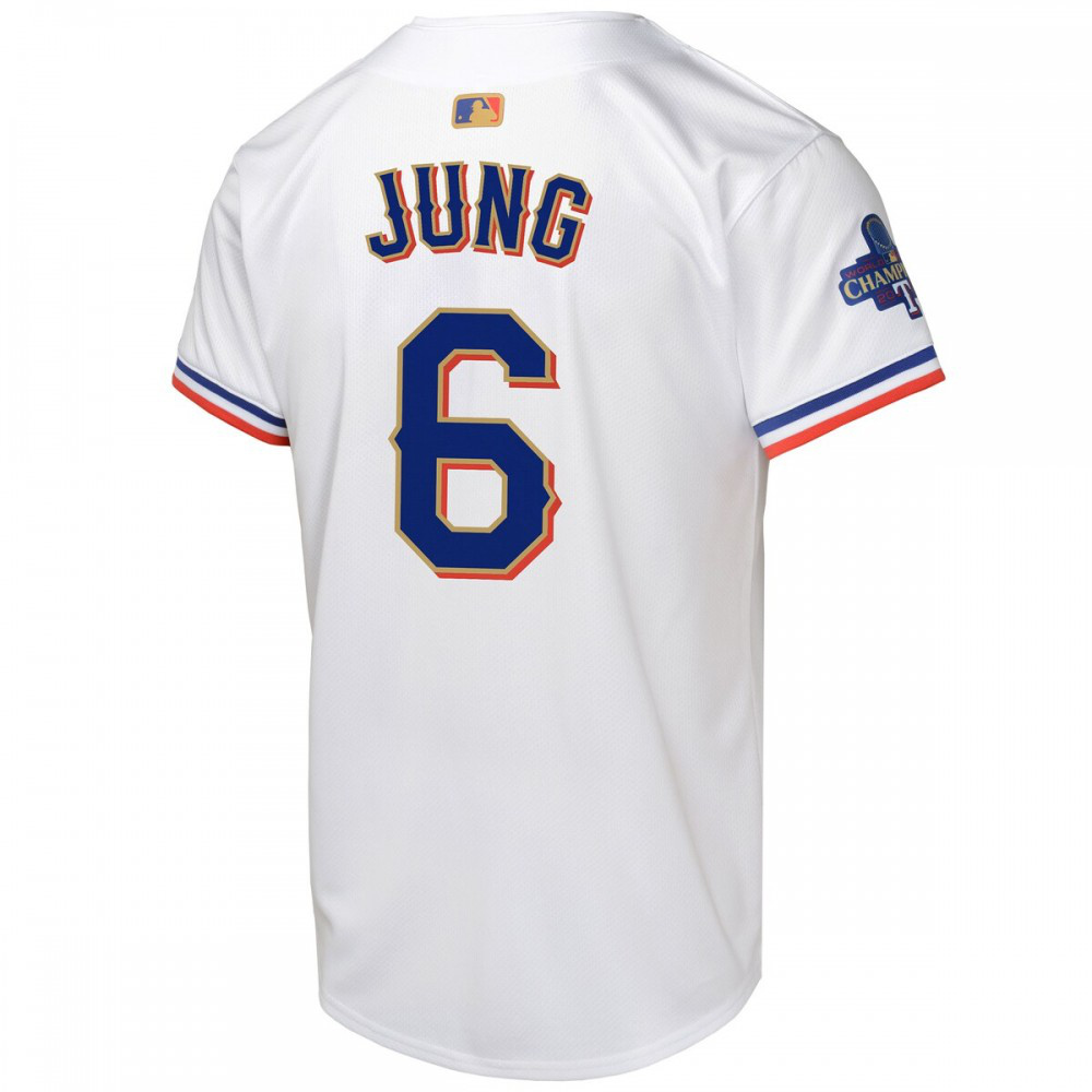 Josh Jung Texas Rangers Youth 2024 Gold Collection Limited Player Jersey – White - view 3