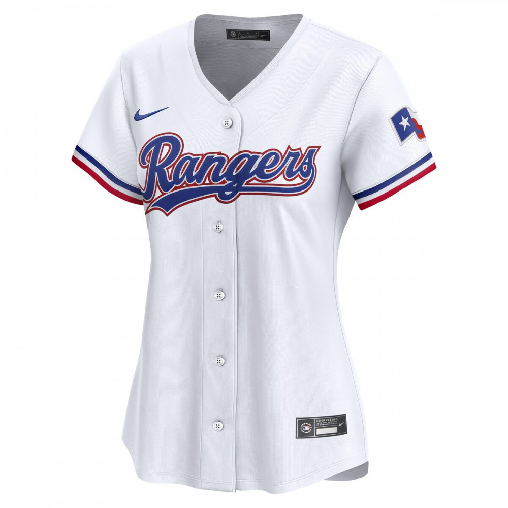 Texas Rangers Women's Home Limited Custom Jersey White - view 2