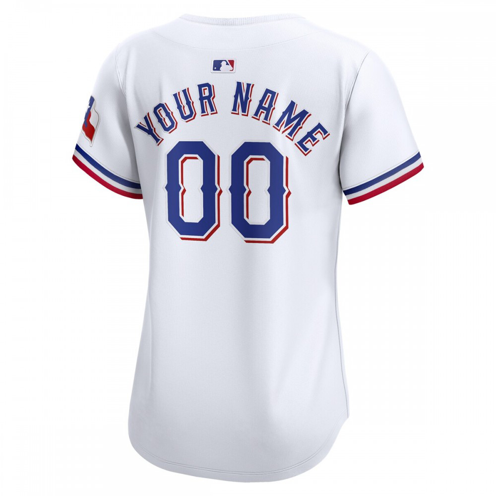 Texas Rangers Women's Home Limited Custom Jersey White - view 3