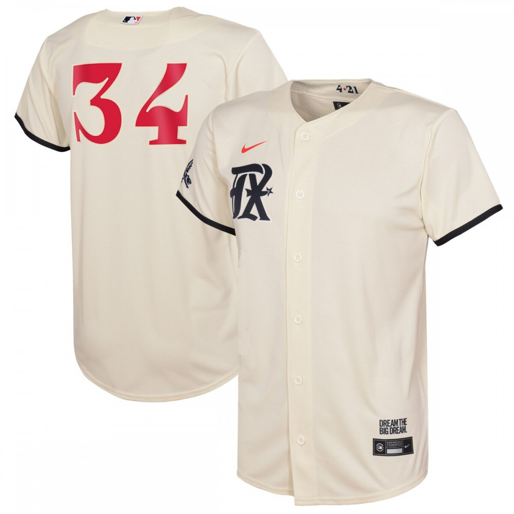 Nolan Ryan Texas Rangers Youth 2023 City Connect Replica Player Jersey Cream