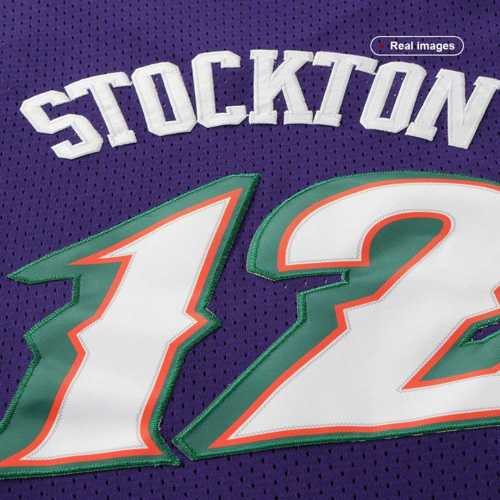 Utah Jazz John Stockton #12 Purple 1996/97 Swingman NBA Jersey - view 5