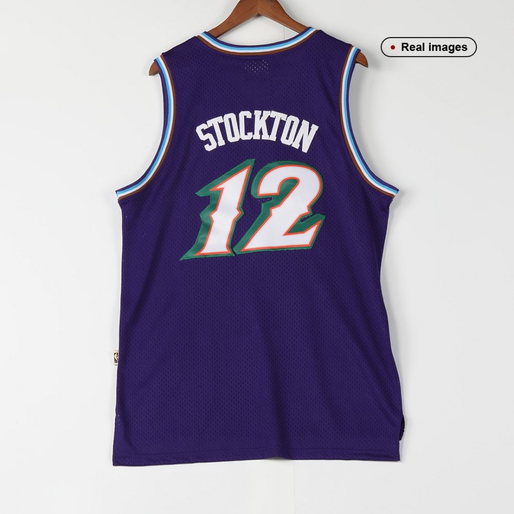 Utah Jazz John Stockton #12 Purple 1996/97 Swingman NBA Jersey - view 6