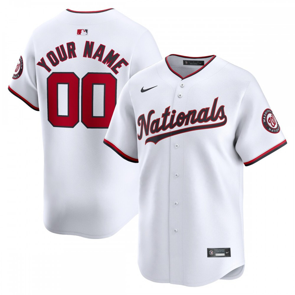 Washington Nationals Youth Home Limited Custom Jersey White