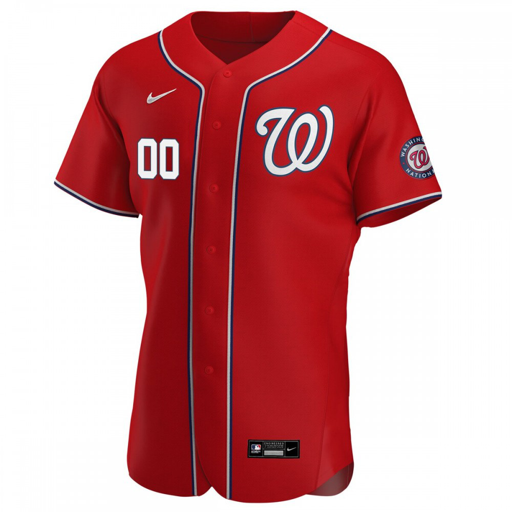 Washington Nationals Alternate Athletic Fit Custom Patch Jersey Scarlet - view 2