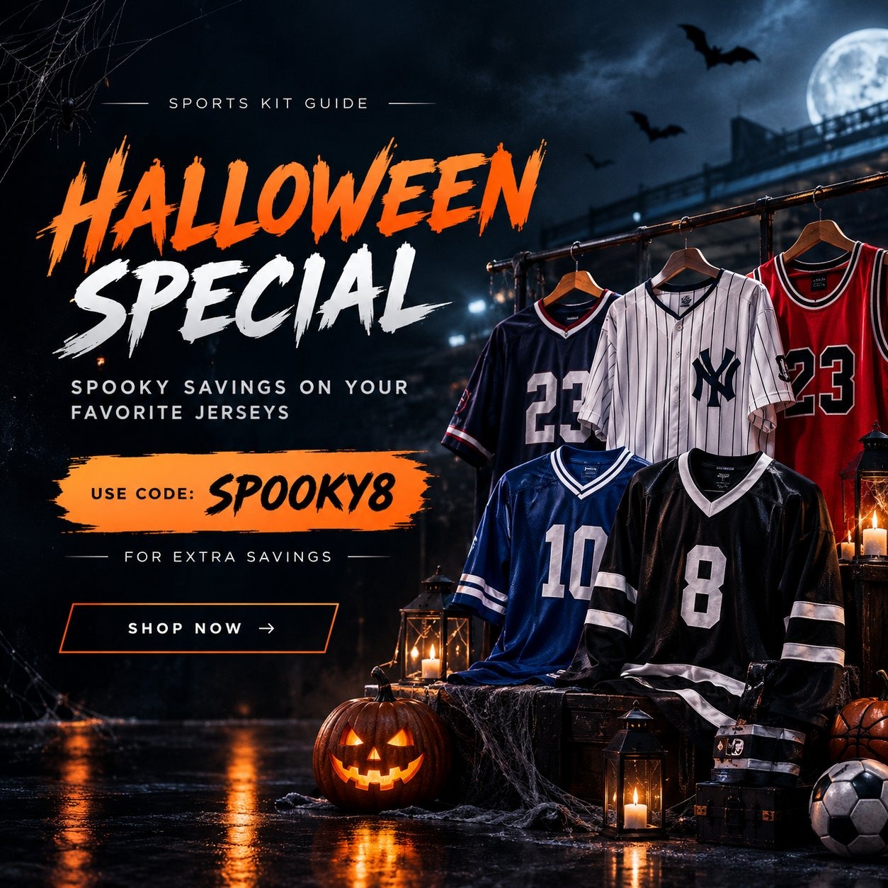 Halloween Special — extra savings on jerseys with code SPOOKY8