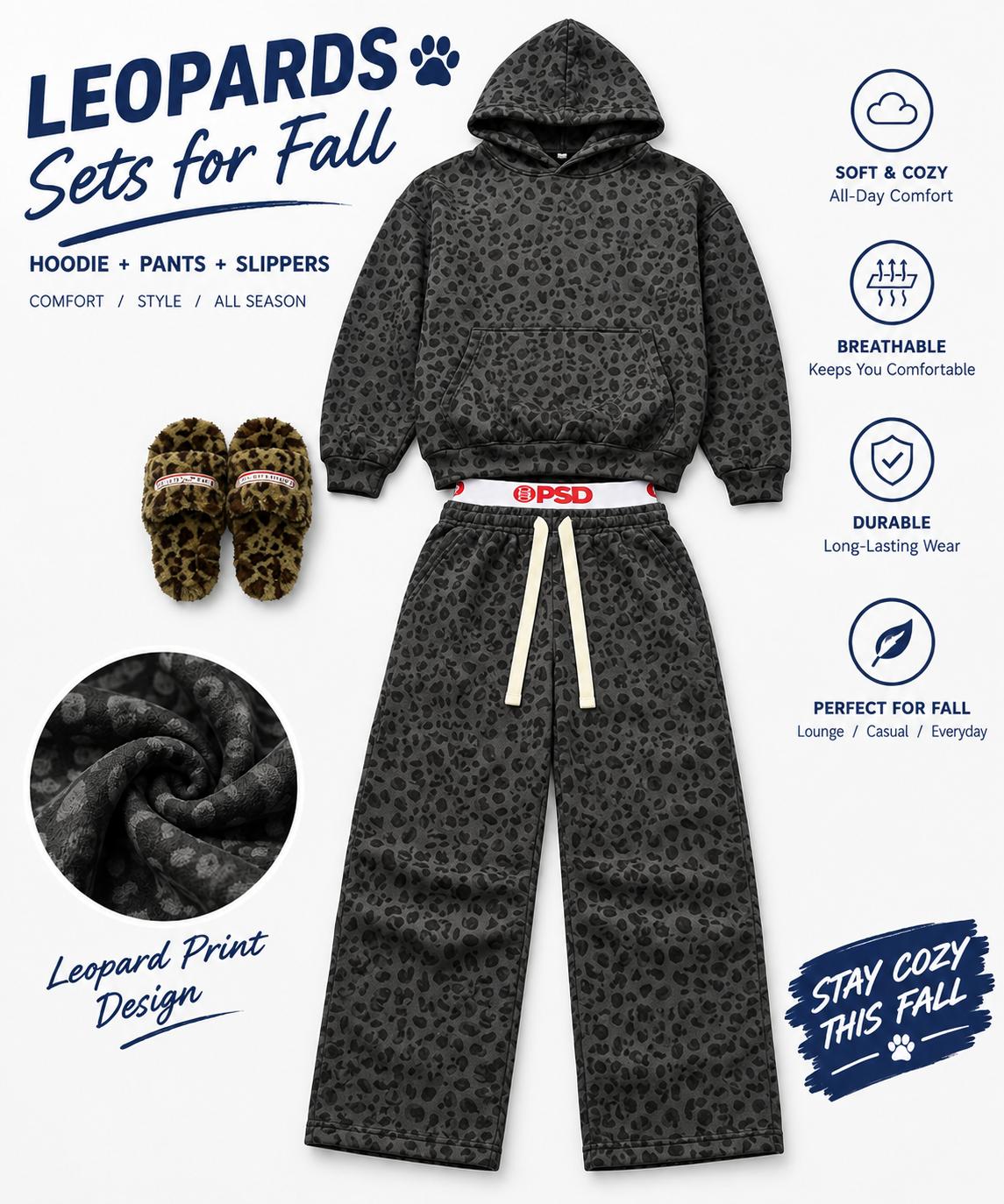 Leopard Print Hoodie & Jogger Set