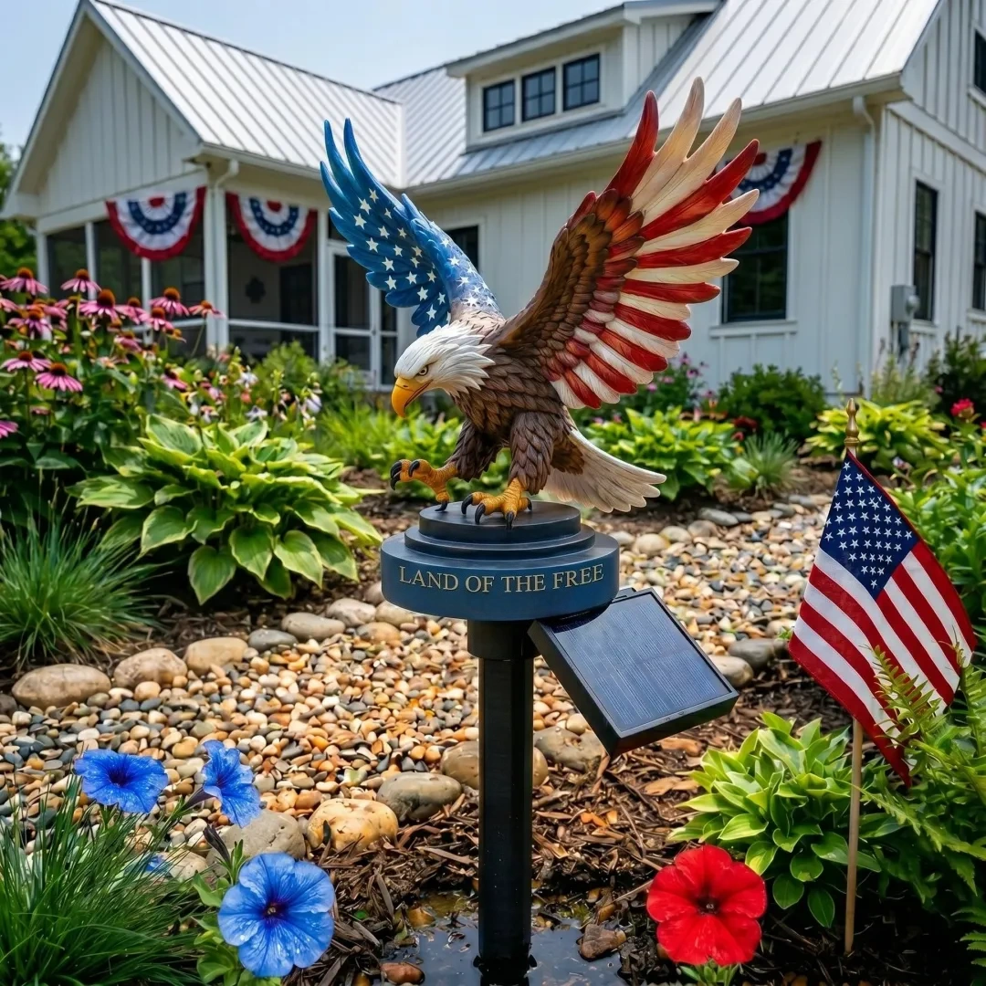 🦅 Solar Eagle Garden Light – A Glowing Tribute to 250 Years of American Freedom