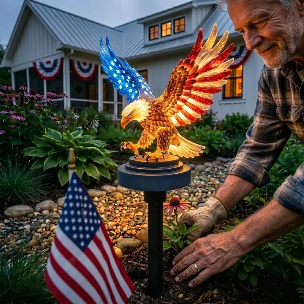 🦅 Solar Eagle Garden Light – A Glowing Tribute to 250 Years of American Freedom