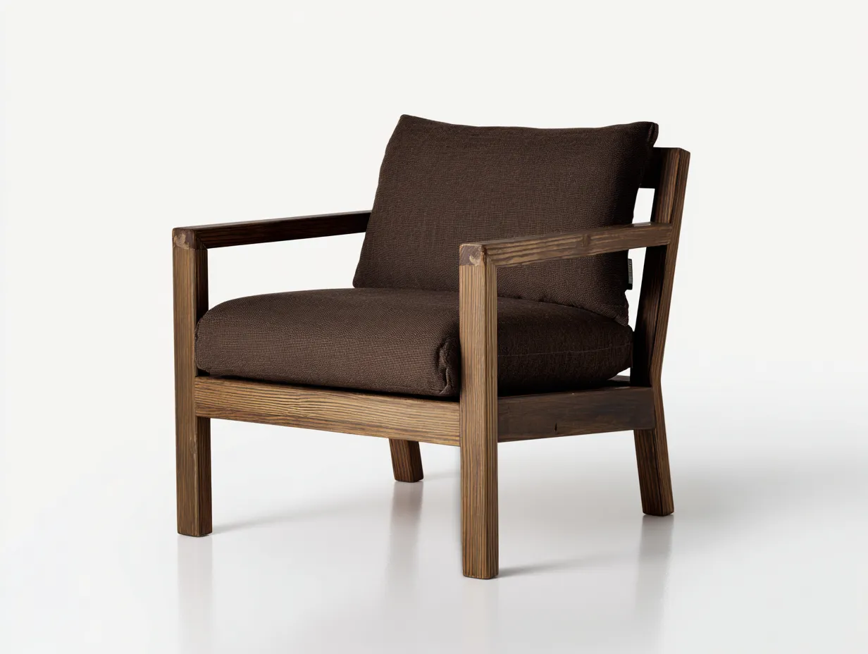 Sessel 80×84×86 cm Holz Dunkelbraun - skandinavischer Wohnzimmer Sessel mit geneigter Rückenform