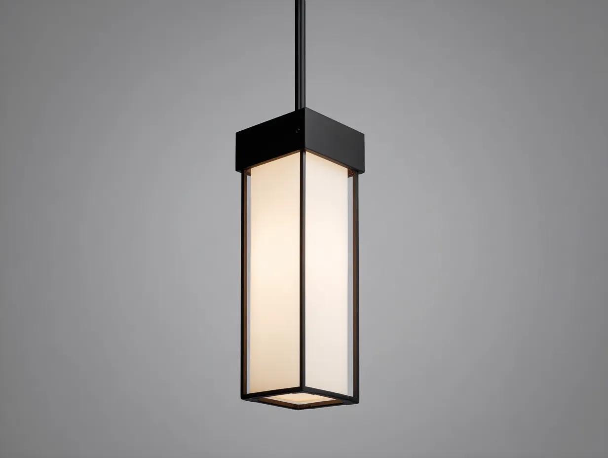 Außenpendelleuchte 20×20×52 cm Metall Schwarz Weiß - schlankes Laternen Design für überdachte Außenbereiche-Namoniaabode