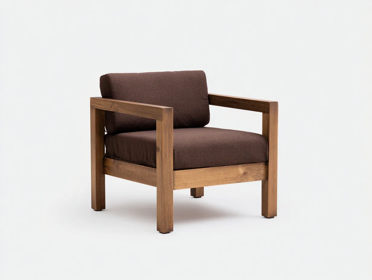 Sessel 78×82×82 cm Holz Dunkelbraun - moderner Wohnzimmer Sessel mit offener Rahmenform