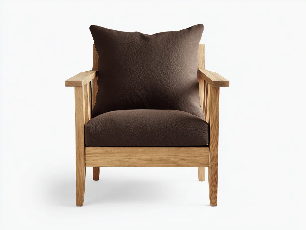 Sessel Holz und Stoff 72×78×90 cm Hellbraun/Dunkelbraun – geradliniger Wohnzimmersessel mit Armauflagen-Namoniaabode