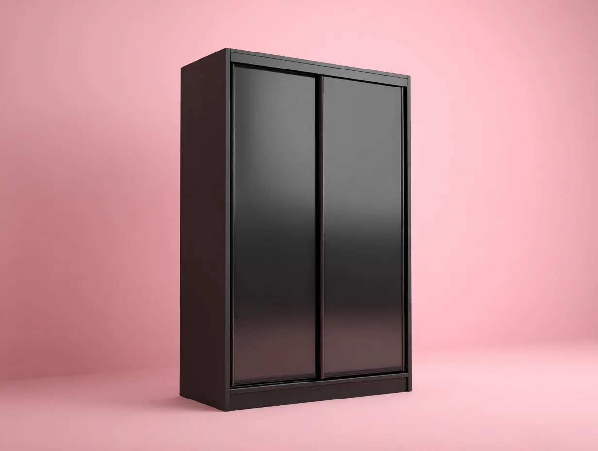 Kleiderschrank Holzwerkstoff 160×60×200 cm Schwarz – breiter Schlafzimmerstauraum mit Schiebetüren