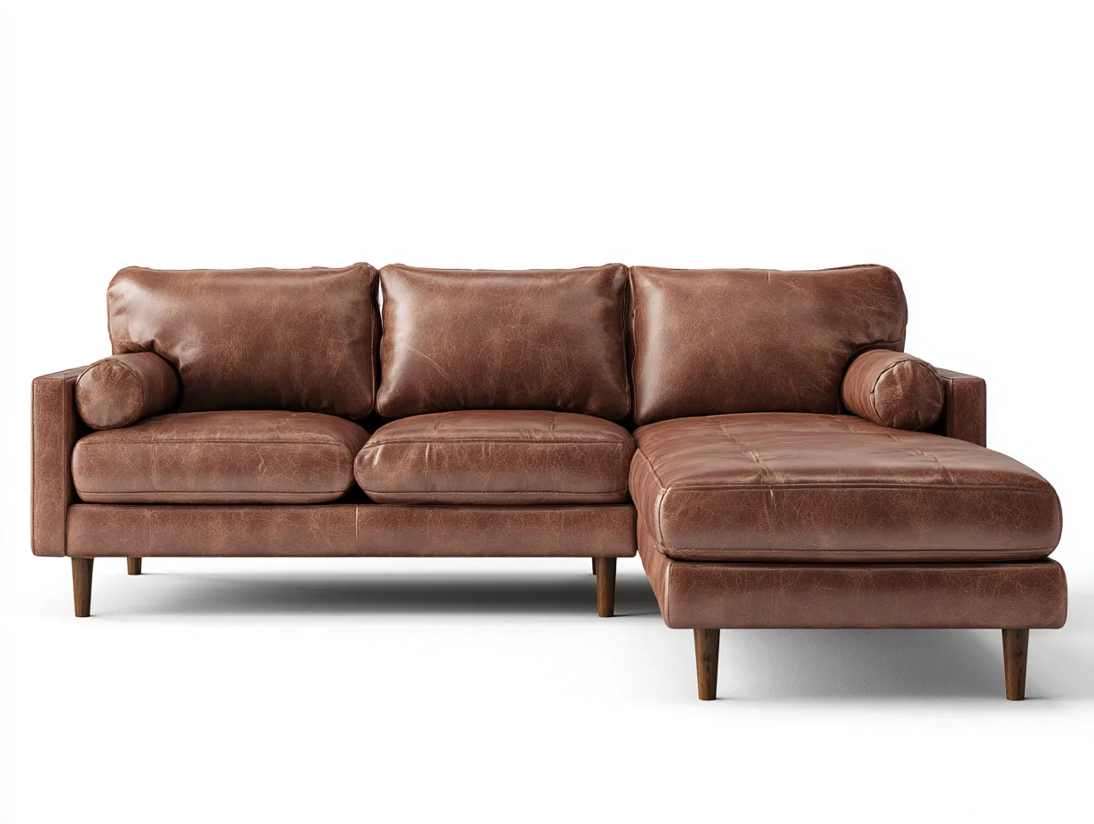 Ecksofa Kunstleder 238×150×84 cm Braun – Wohnzimmermöbel mit Relaxfläche im Vintage-Stil