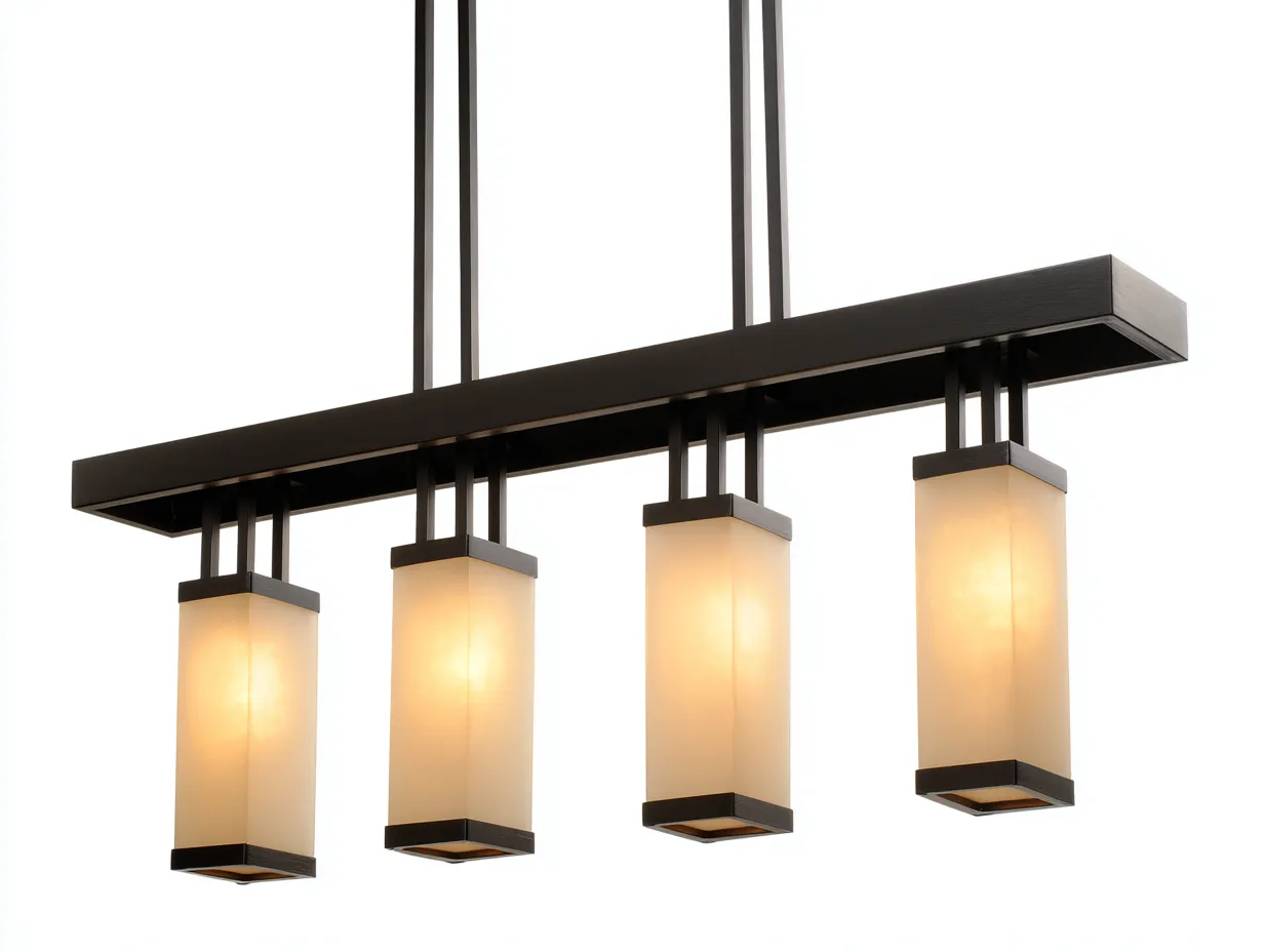 Außenpendelleuchte 105×18×45 cm Metall Schwarz Weiß - lineares Vierlicht Design für geschützte Außenbereiche-Namoniaabode