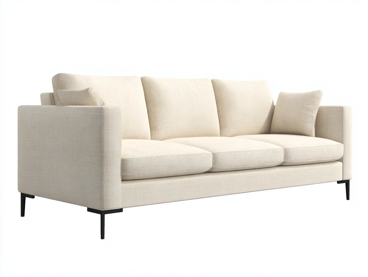 Sofa Stoff und Metall 228×88×80 cm Creme/Schwarz – Wohnzimmermöbel mit geradlinigem Komfort