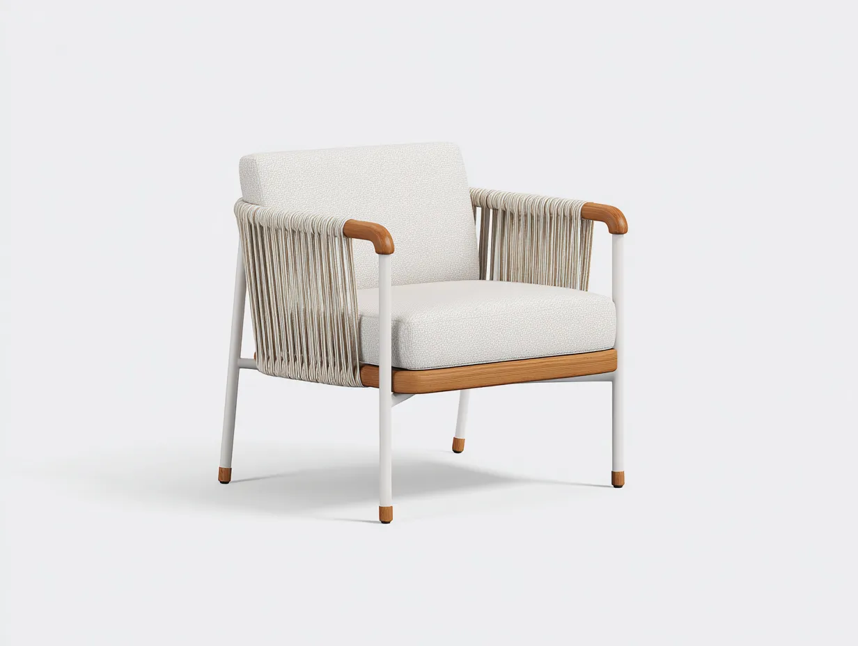 Sessel 76×78×82 cm Holz Weiß - skandinavischer Wohnzimmer Sessel mit geflochtenen Seiten