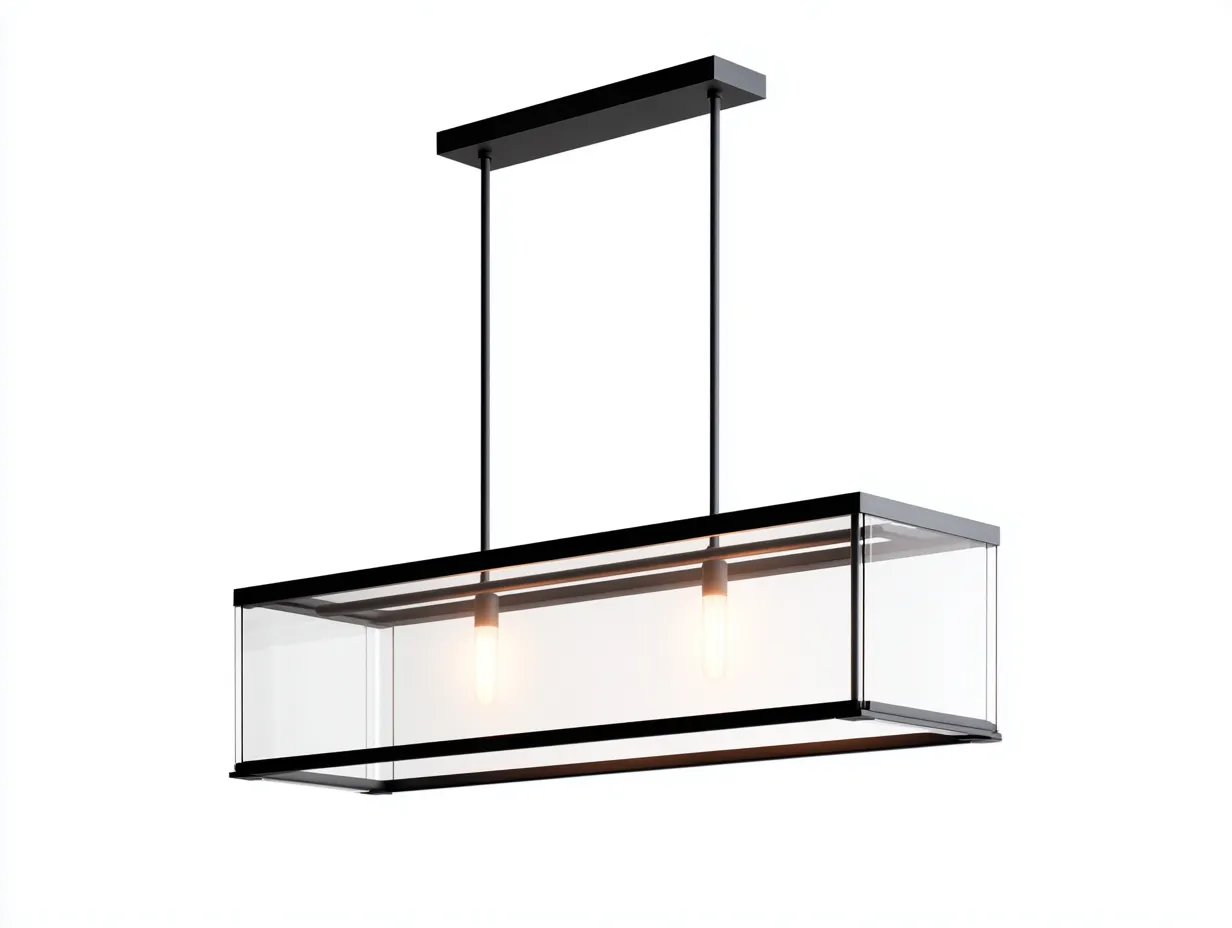Außenpendelleuchte 100x28x32 cm Schwarz Metall Klarglas für im Freien lineares Design