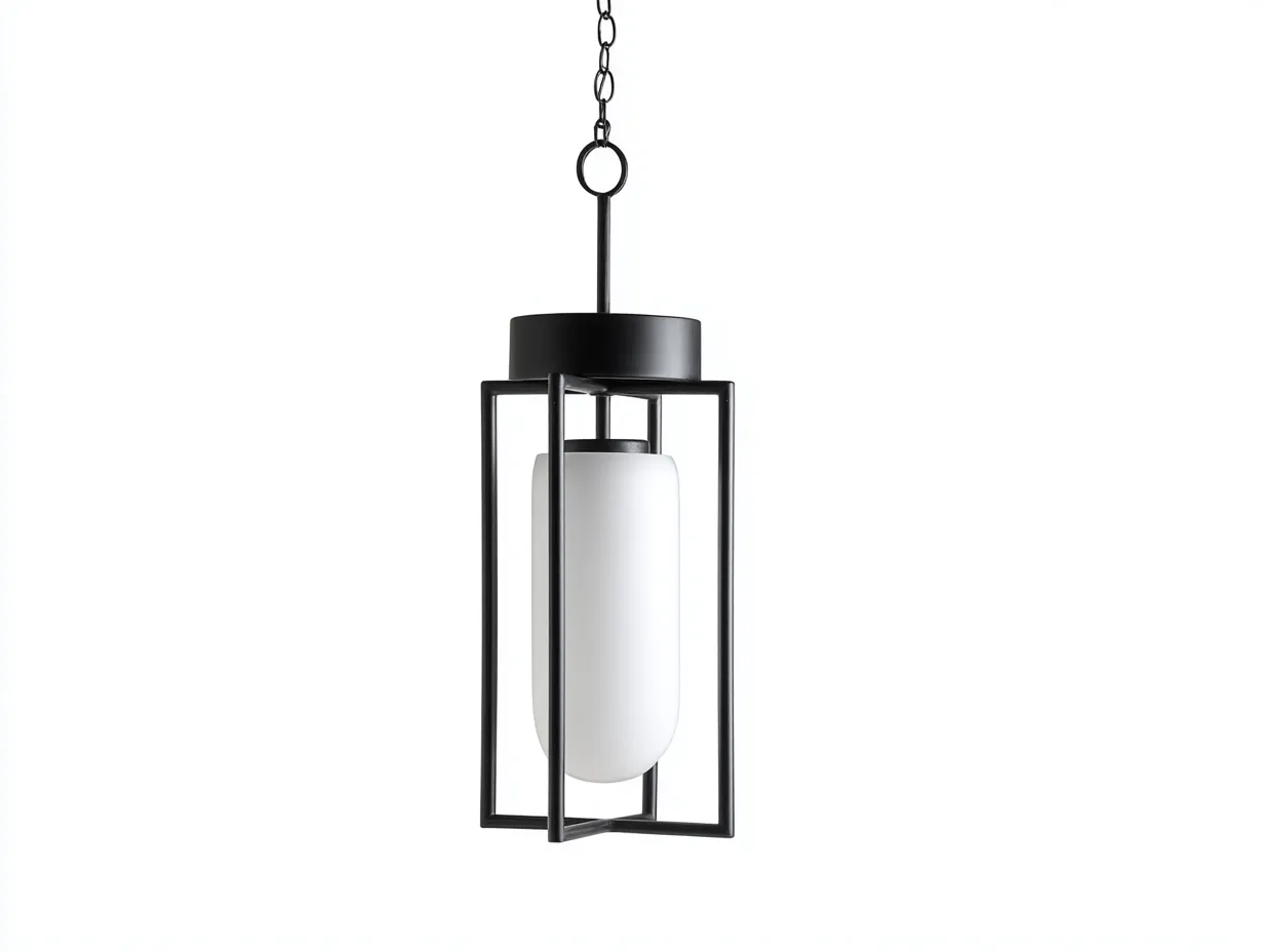 Außenpendelleuchte Metall und Glas 20×18×52 cm Schwarz/Weiß – schlanker Bogenrahmen für geschützte Außenbereiche-Namoniaabode
