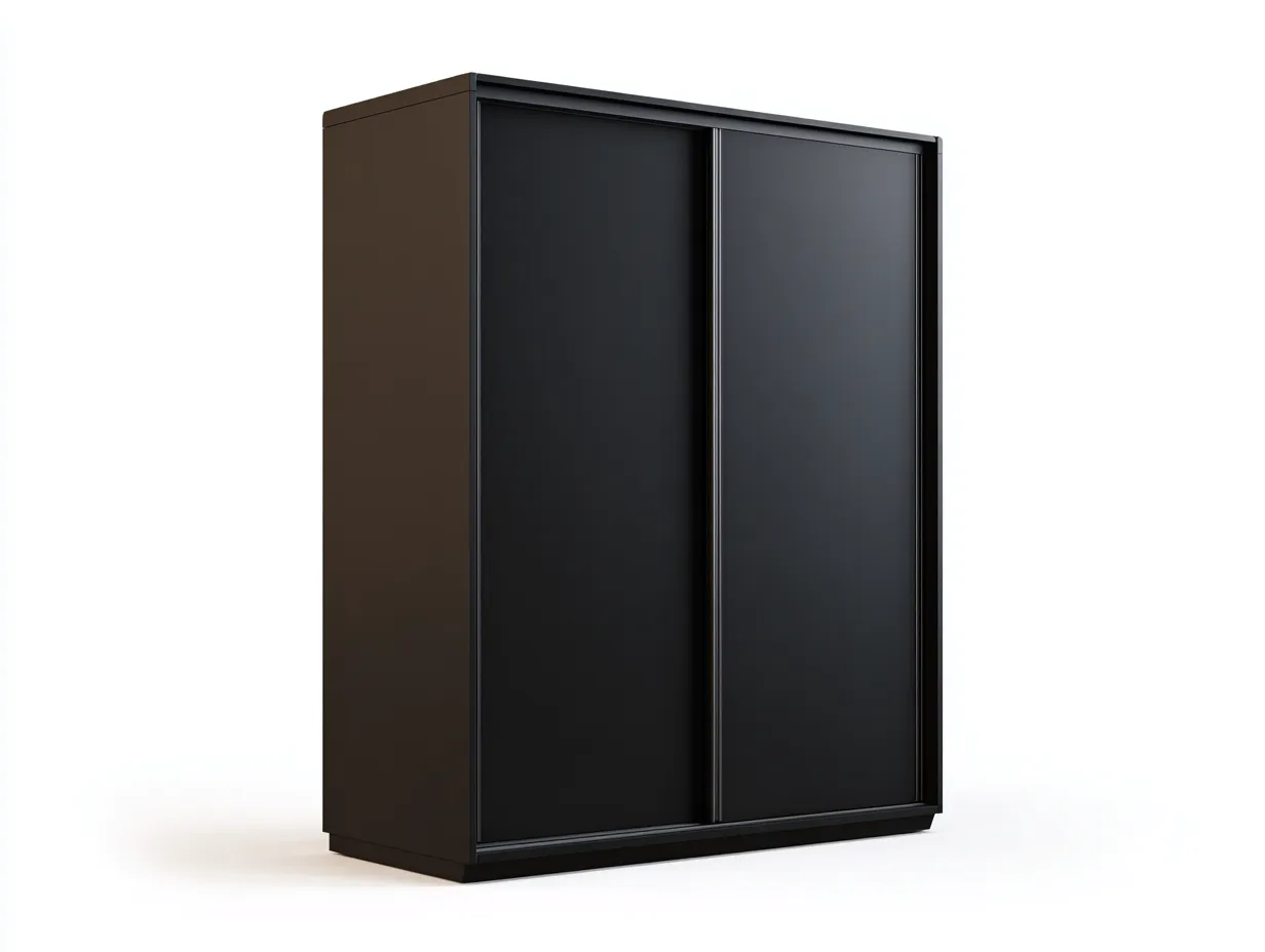 Schlafzimmer Kleiderschrank 240x65x210 cm Holzwerkstoff Schwarz Schiebetüren moderner Stil