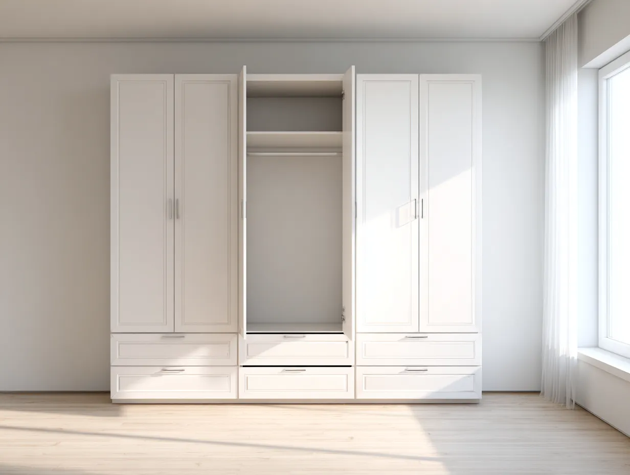 Kleiderschrank Holzwerkstoff 240×60×220 cm Weiß – breiter Schlafzimmerstauraum mit Kleiderstange