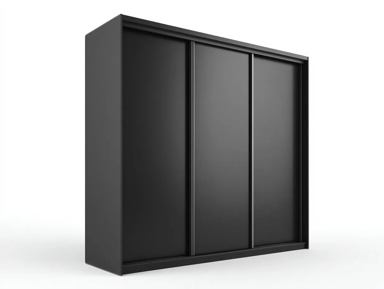 Kleiderschrank 180×60×210 cm Holzwerkstoff Schwarz - modernes Schiebetür Design für Schlafzimmer