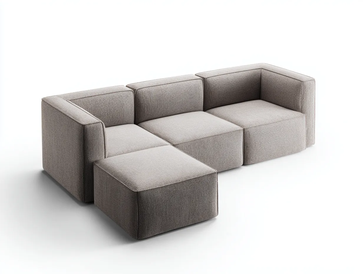 Modulares Ecksofa Stoff 245×165×72 cm Hellgrau – bodennahes Wohnzimmermöbel mit erweiterter Sitzfläche-Namoniaabode