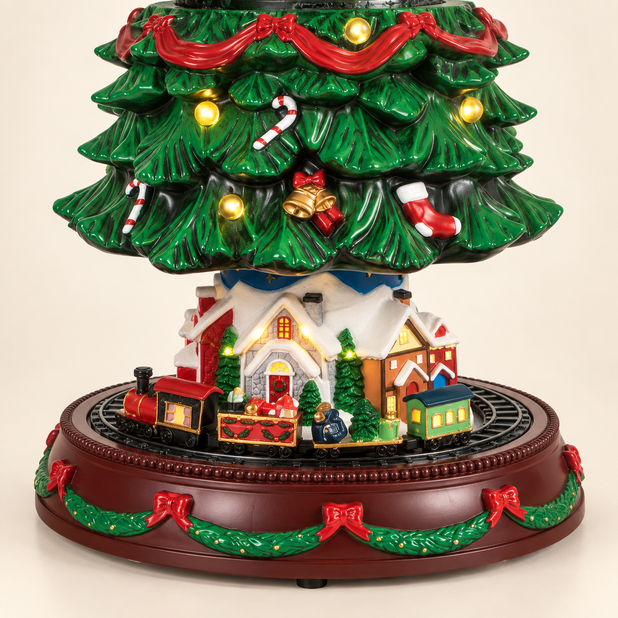 Expandable Musical Christmas Tree with Miniature Village & Train