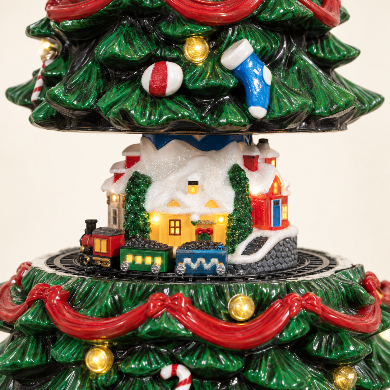 Expandable Musical Christmas Tree with Miniature Village & Train