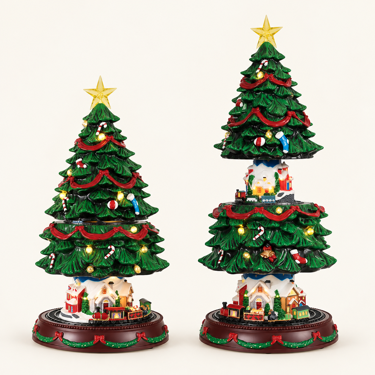 Expandable Musical Christmas Tree with Miniature Village & Train