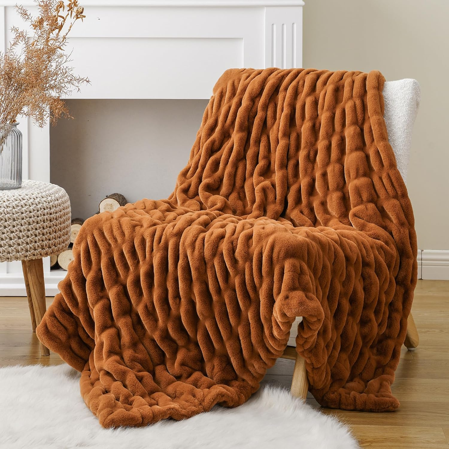 Luxury Faux Fur Throw Blanket for Couch