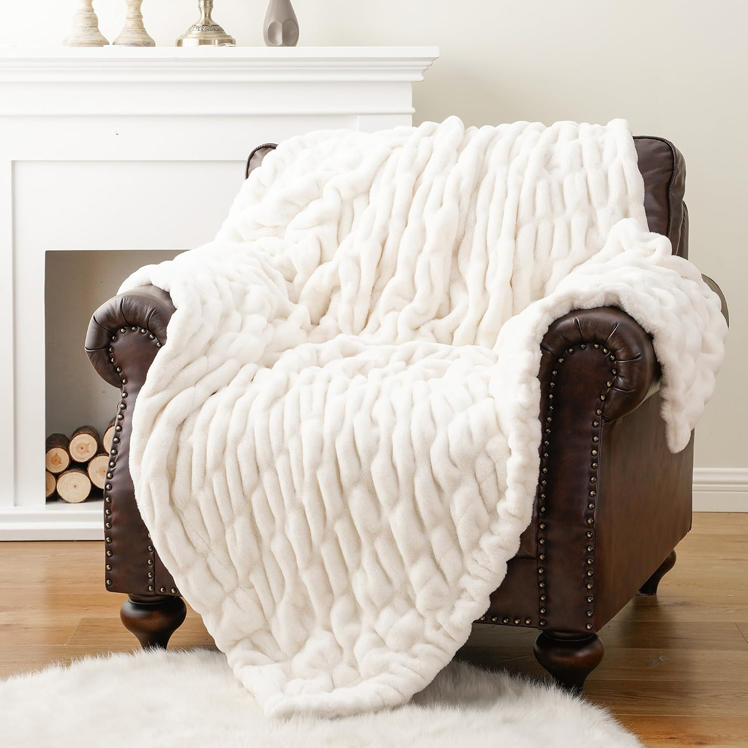 Luxury Faux Fur Throw Blanket for Couch