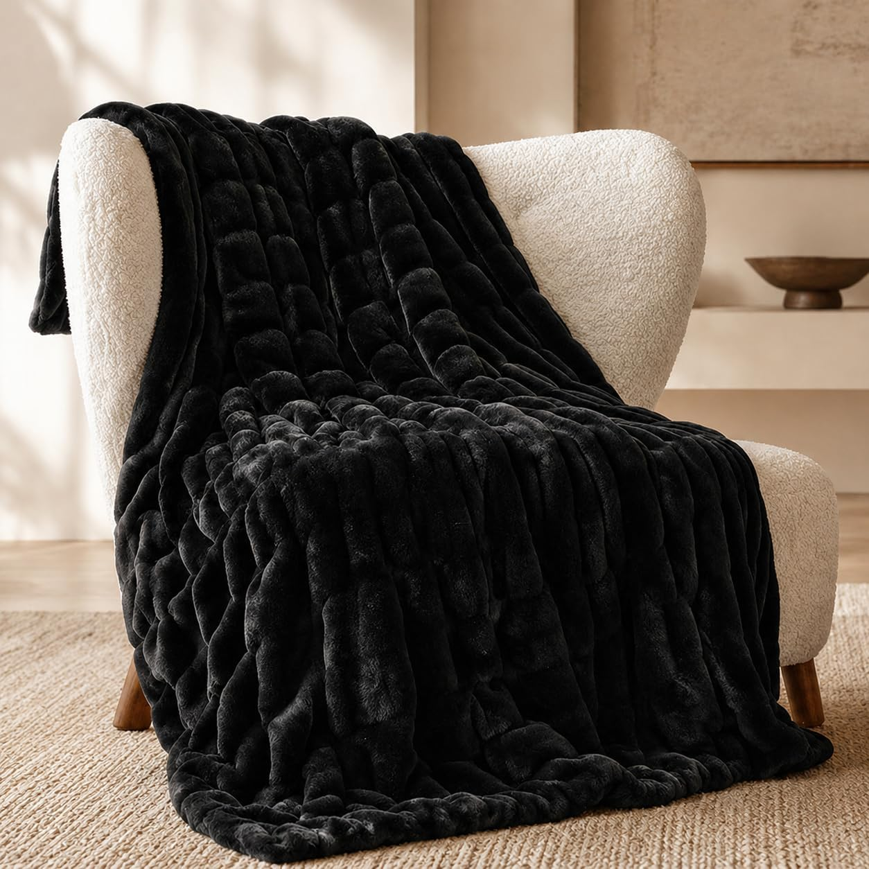 Luxury Faux Fur Throw Blanket for Couch