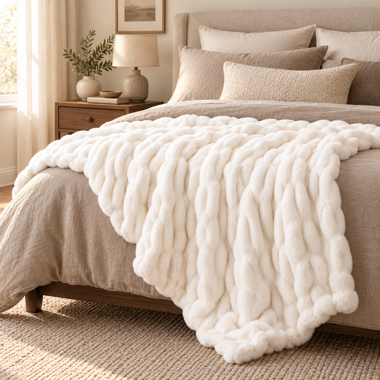 Luxury Faux Fur Throw Blanket for Couch