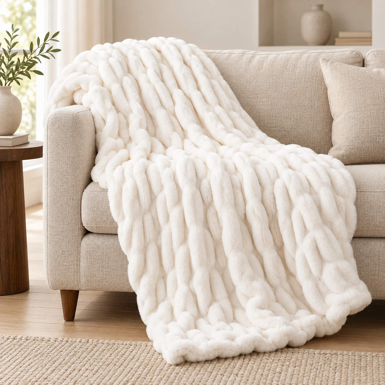 Luxury Faux Fur Throw Blanket for Couch