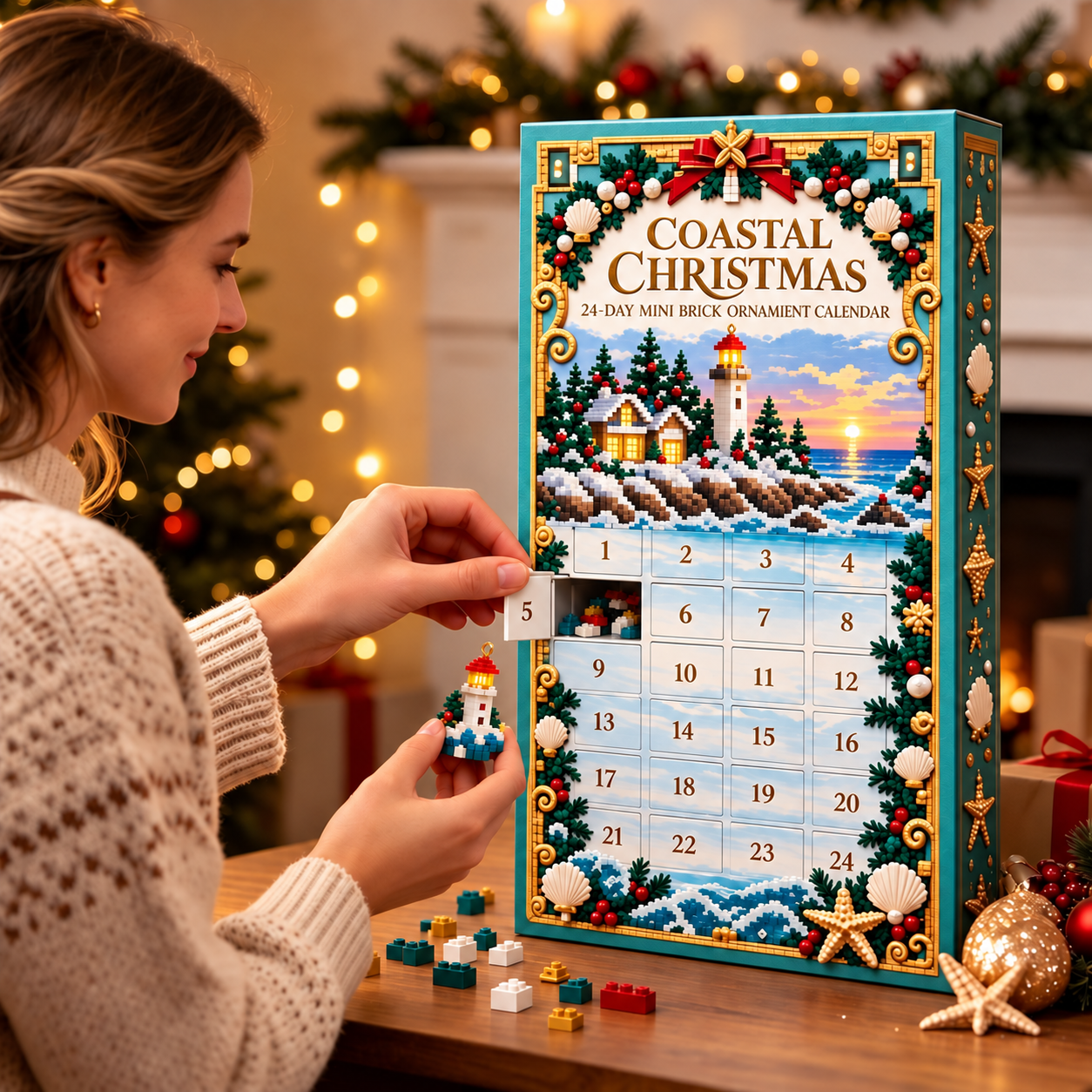 🎄24-Day Mini Ocean-Themed Christmas Building Block Advent Calendar