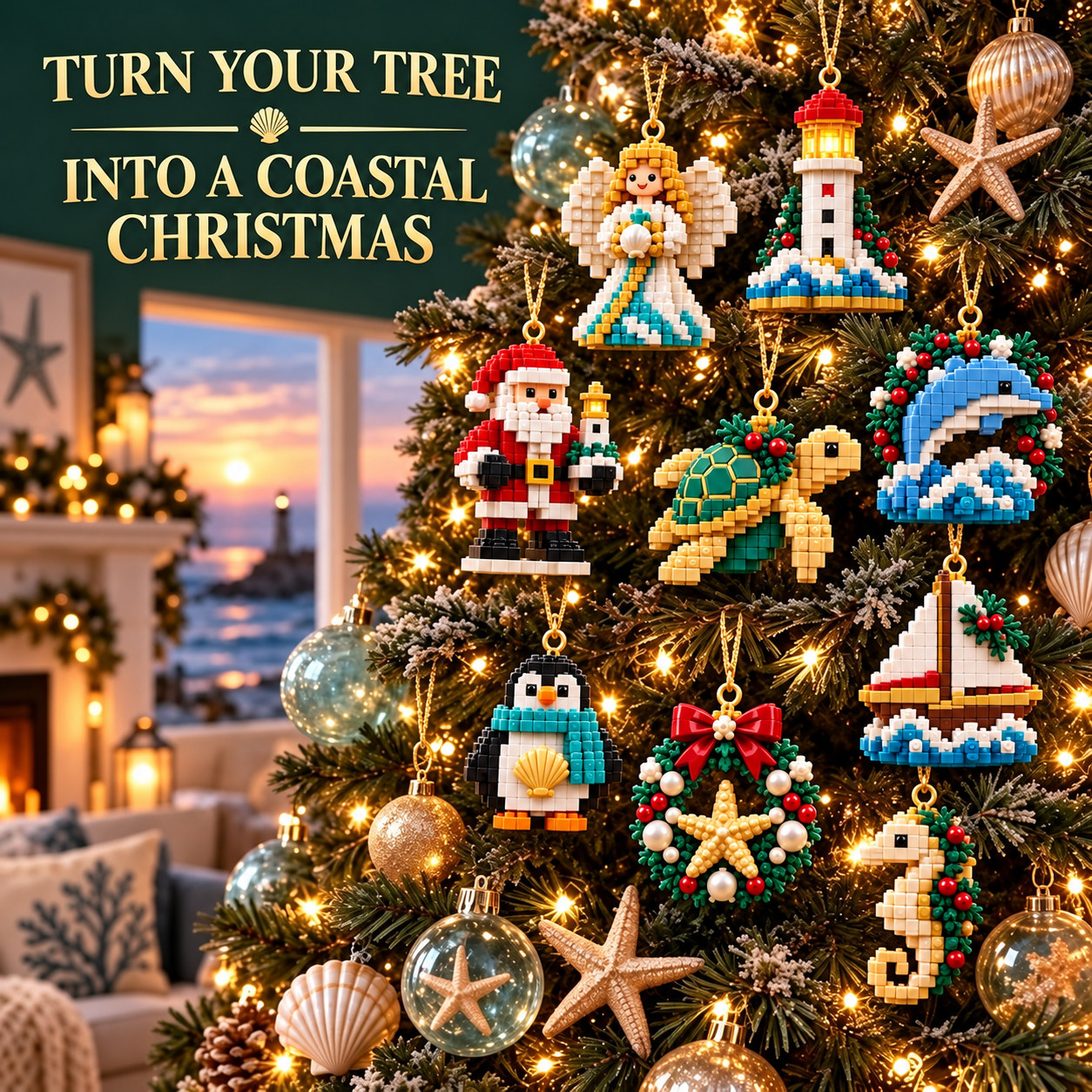 🎄24-Day Mini Ocean-Themed Christmas Building Block Advent Calendar