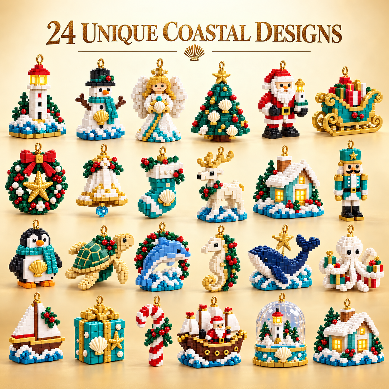 🎄24-Day Mini Ocean-Themed Christmas Building Block Advent Calendar