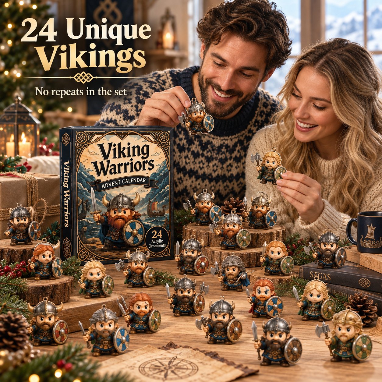 24 acrylic Viking warrior ornaments