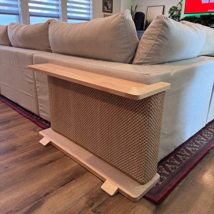 Corner End Table used with a chaise lounge sofa