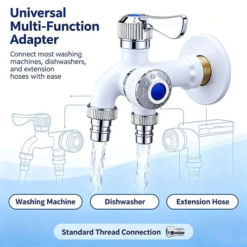 Dual Outlet Washing Machine Plastic Faucet, 1 In 2 Out Water Plastic Tap🚰