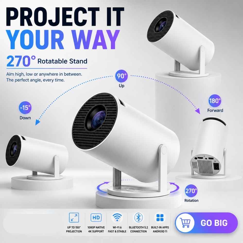 🔥Today's Special - Buy 1 Get 1 Free🔥 Portable Smart Projector with built-in Apps