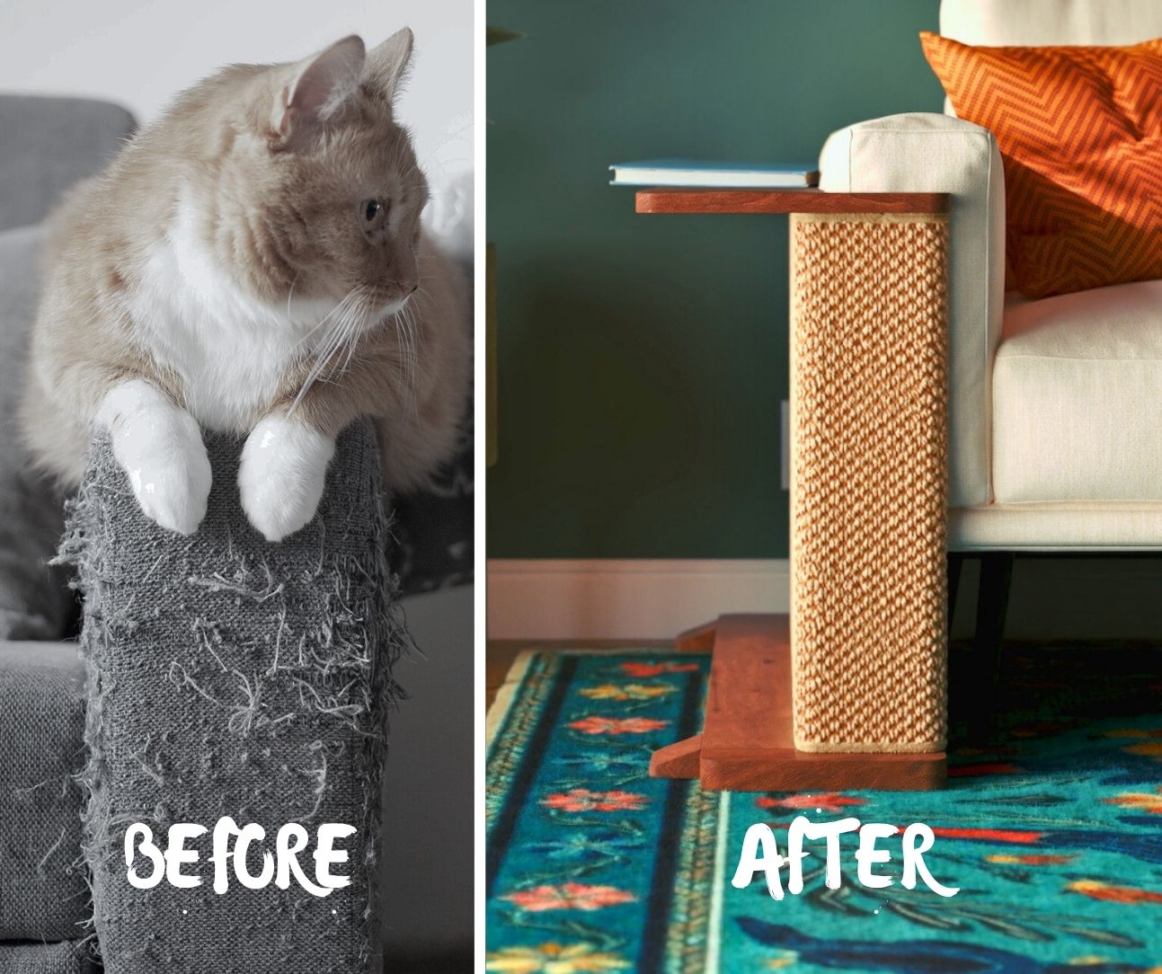 Cat using the Corner End Table to scratch instead of the sofa