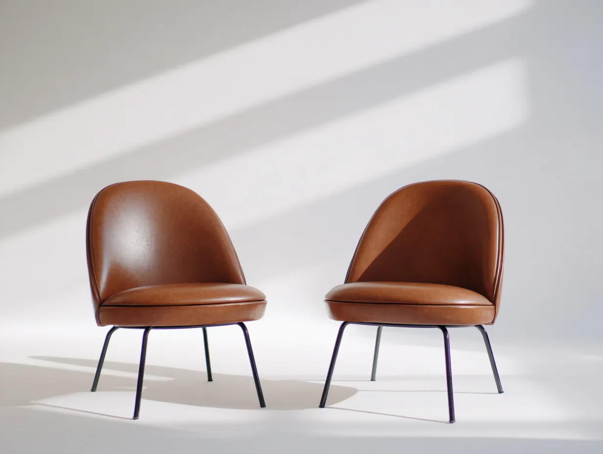 Esszimmerstuhl Kunstleder und Metall 58×61×82 cm Braun/Schwarz – kompakt gepolsterte Sitzform-Doliniahouse