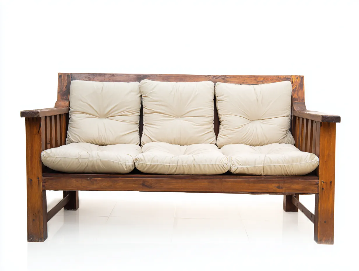 Wohnzimmer 3-Sitzer Sofa Holzrahmen und Stoff 196×84×88 cm Beige/Braun – rustikale Komfortform-Doliniahouse