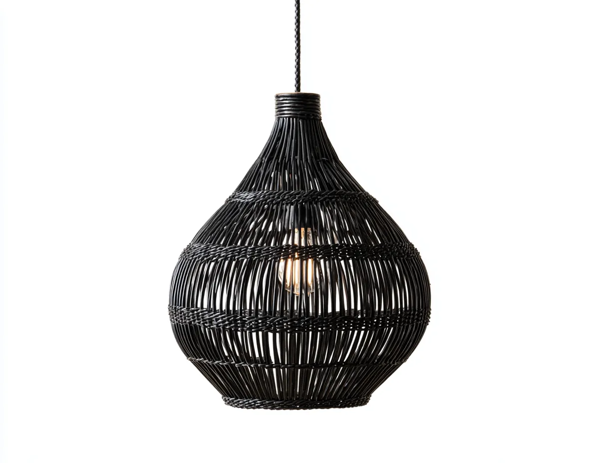 Außen-Kronleuchter Geflecht Metall 52×52×62 cm Schwarz – breite Rundform-Doliniahouse