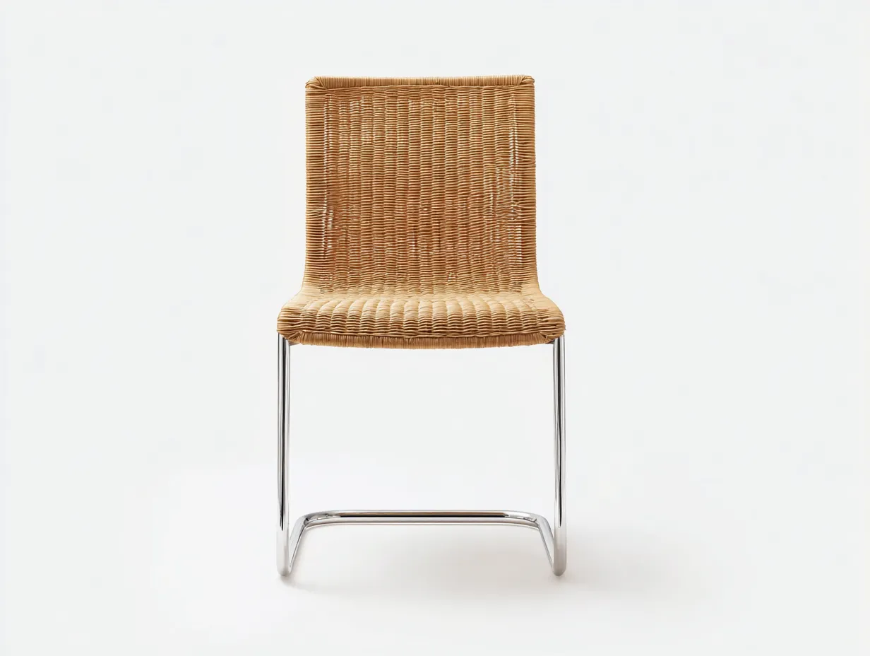 Esszimmerstuhl 55×48×88 cm Rattan Natur Silber - freischwingendes modernes Design-Doliniahouse