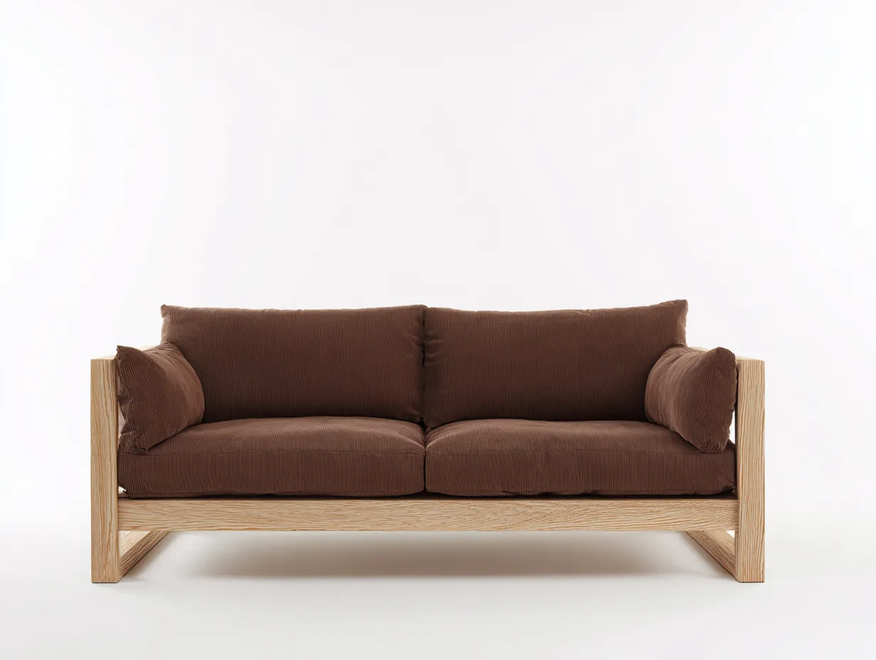 Sofa 190×88×78 cm Holz Stoff Braun Natur - 2 Sitzer modernes Rahmendesign-Doliniahouse